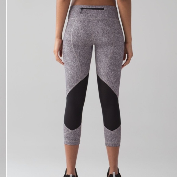 Lululemon Pace Rival Crop Leggings (22") Sea Spray Alpine White Dark Chrome/ Blk - Picture 2 of 16